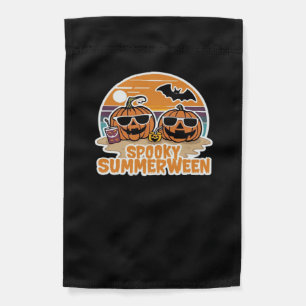 Spooky Summerween - Pumpkins On The Beach Classic Garden Flag