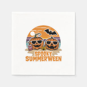 Spooky Summerween - pumpkins on the beach Napkins