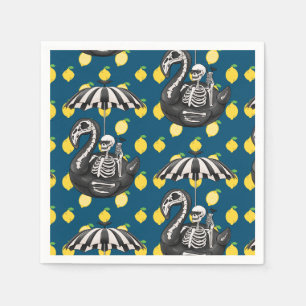 Spooky Summerween skeleton with lemons Napkins