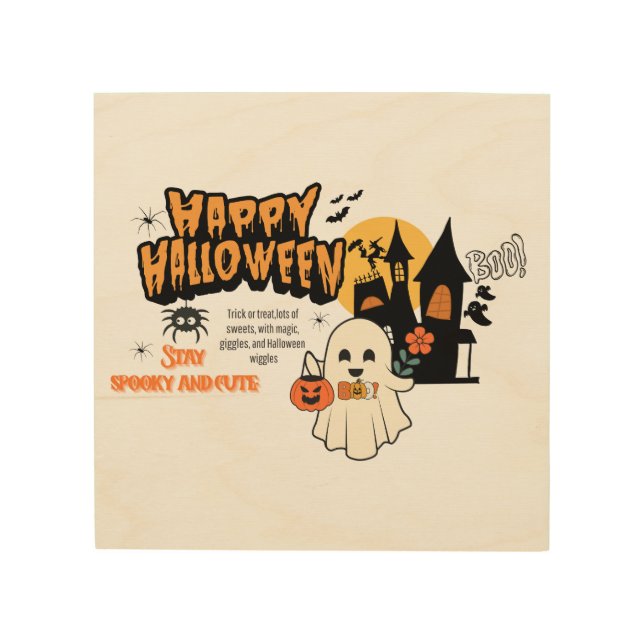 Spooky & Sweet Halloween Wood Art for Kids' Room (Front)