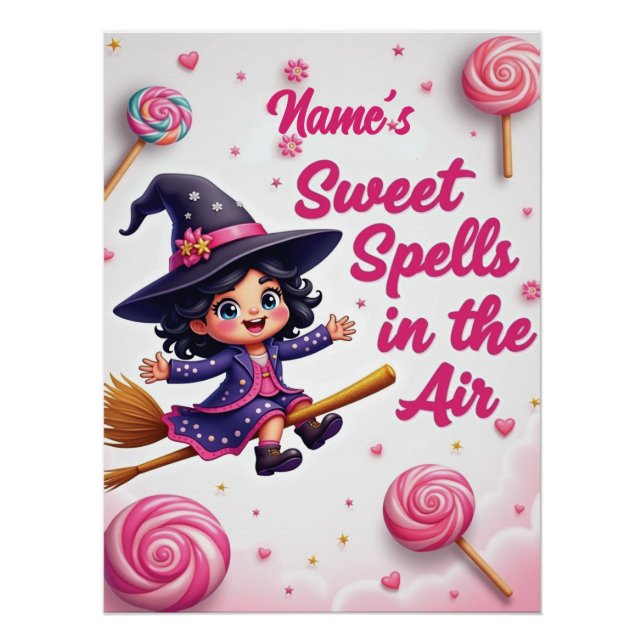 Spooky-Sweet Personalized Halloween Kids Room Poster (Front)