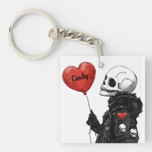 Spooky Sweetheart -Customizable Skull with Balloon Keychain