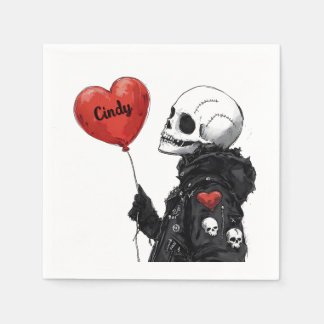 Spooky Sweetheart -Customizable Skull with Balloon Napkins