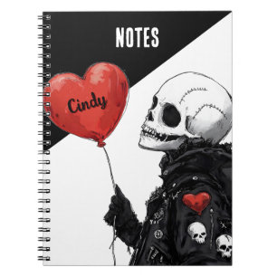 Spooky Sweetheart -Customizable Skull with Balloon Notebook