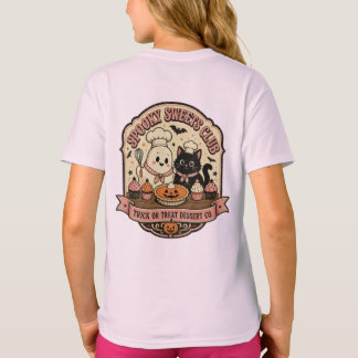 Spooky Sweets Club Vintage Ghost Cat Halloween T-Shirt