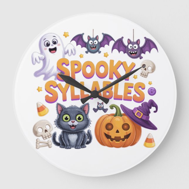 Spooky Syllables Large Clock (Front)
