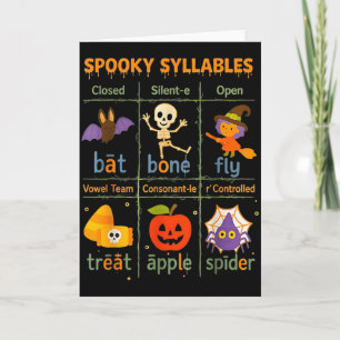 Spooky Syllables Teacher Funny Halloween Education Card