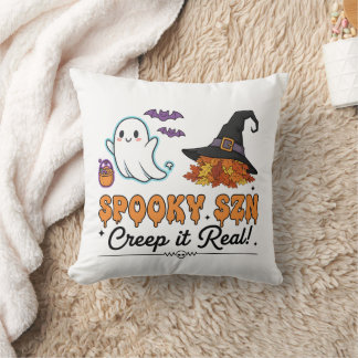 Spooky Szn Halloween Ghosts – Cute Fall Throw Pillow
