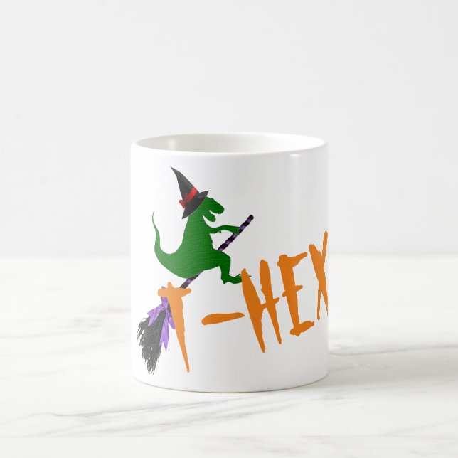 Spooky T-hex T-rex witch funny halloween Coffee Mug (Center)