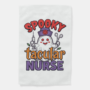 Spooky Tacular Nurse Halloween Ghost Shirt Design_ Garden Flag