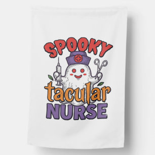 Spooky Tacular Nurse Halloween Ghost Shirt Design_ House Flag