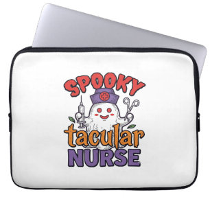 Spooky Tacular Nurse Halloween Ghost Shirt Design_ Laptop Sleeve
