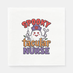 Spooky Tacular Nurse Halloween Ghost Shirt Design_ Napkins