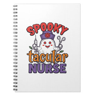 Spooky Tacular Nurse Halloween Ghost Shirt Design_ Notebook