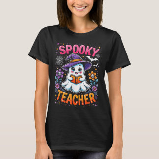 Spooky Teacher Cute Ghost Reading Book Funny Hallo T-Shirt