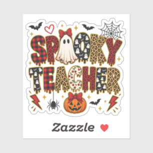 Spooky Teacher Halloween   Leopard Print Mix Sticker