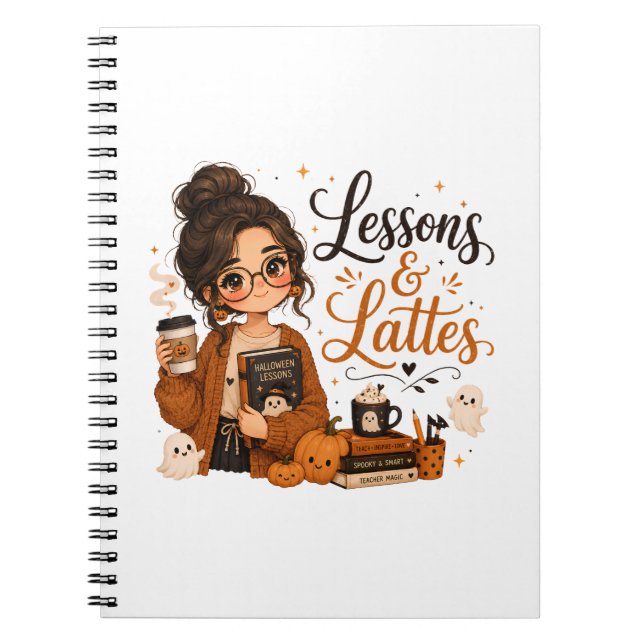 Spooky Teacher Halloween Notebook Funny Latte Gift (Front)