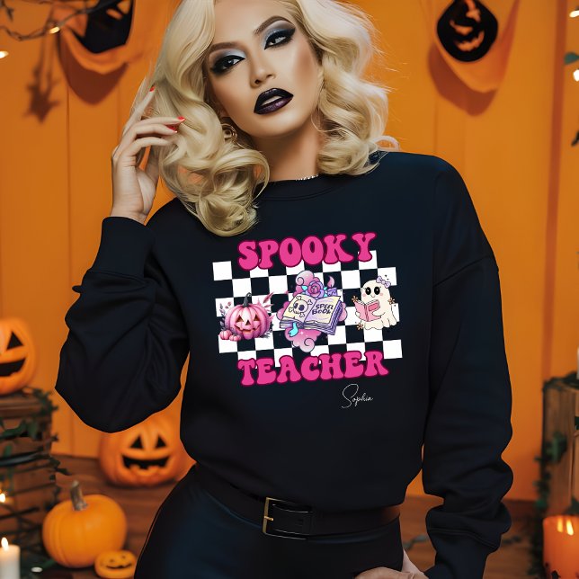 Spooky Teacher Personalized Name Halloween Gift Sweatshirt (Creator Uploaded)
