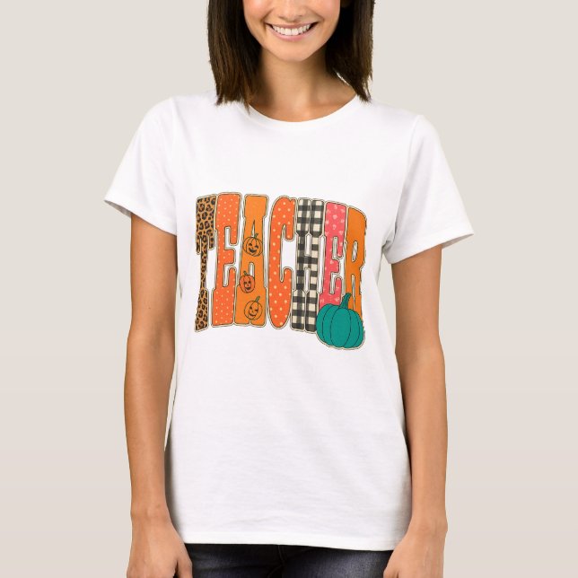 Spooky Teacher png｜Pumpkin shirt teachers｜teacher  (Front)