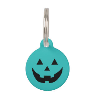 Spooky teal Jack o lantern Halloween dog costume Pet ID Tag