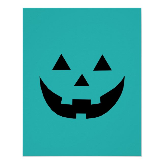 Spooky teal Jack o lantern pumpkin fun Halloween Poster (Front)