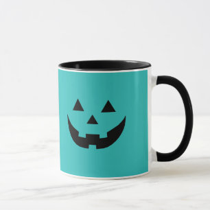 Spooky teal Jack o lantern pumpkin Halloween Mug