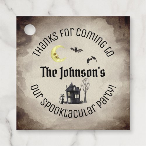 Spooky Thanks for Coming Halloween Party Sepia Favor Tags