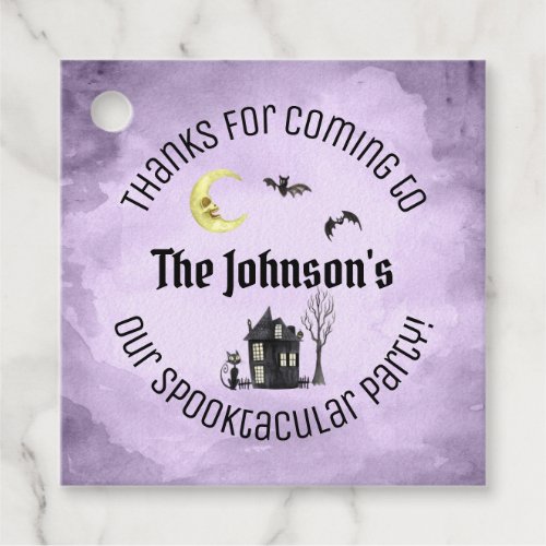 Spooky Thanks Purple Halloween Costume Party Favor Tags