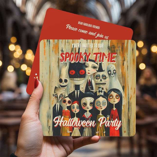 Spooky Time Creepy Vintage Halloween Invitation (Creator Uploaded)