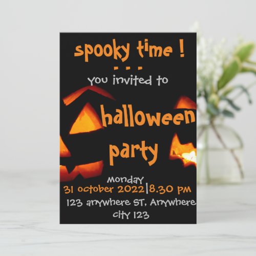 Spooky time elegant halloween party invitation
