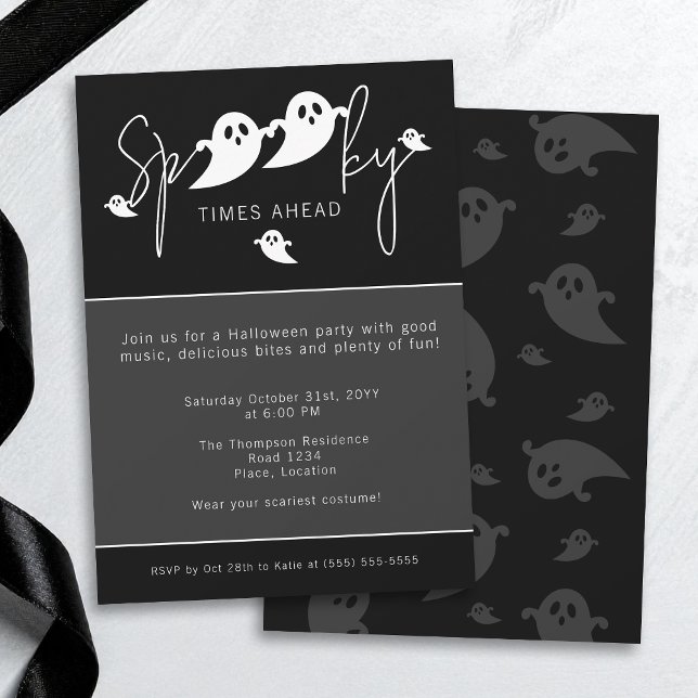 Spooky Times Ahead Ghosts Halloween Party Invitation (Creator Uploaded)