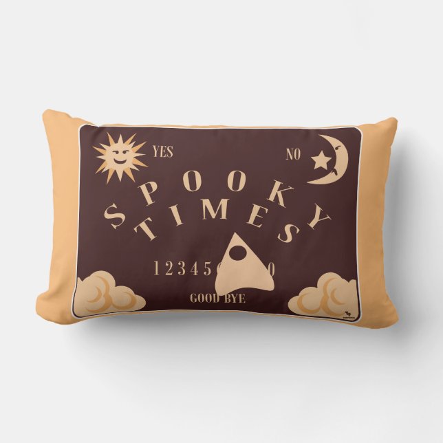 Spooky Times Spirit Board Scary Art Lumbar Pillow (Front)
