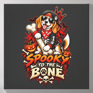 Spooky To The Bone Beagle Halloween Funny Skeleton Canvas Photo Tile
