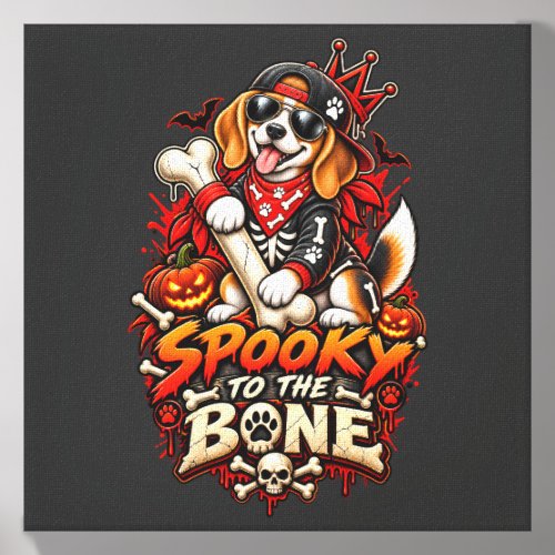 Spooky To The Bone Beagle Halloween Funny Skeleton Canvas Photo Tile