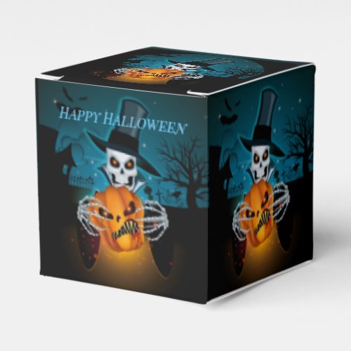 Spooky Top Hat Skeleton Cube Favor Boxes
