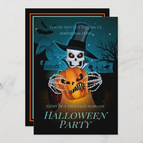 Spooky Top Hat Skeleton Invitation