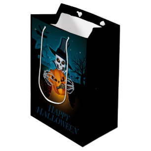 Spooky Top Hat Skeleton Medium Gift Bag