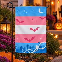 Spooky Trans Pride Flag Halloween Graveyard