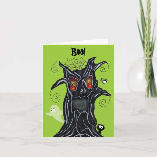 Spooky Tree With Friends Note Card (Front)
