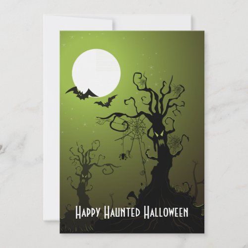 Spooky Trees Bats Spiders Full Moon Halloween Invitation