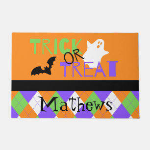 Spooky Trick or Treat Argyle Doormat