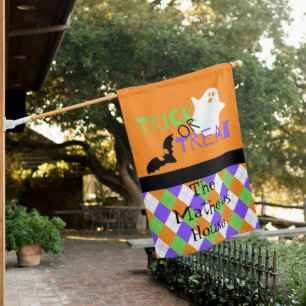 Spooky Trick or Treat Argyle House Flag