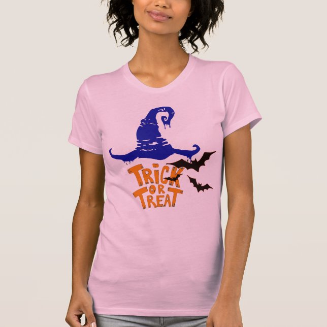 spooky trick or treat funny halloween shirt womens (Front)