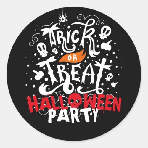 Spooky Trick or Treat Halloween Party Favor Classic Round Sticker