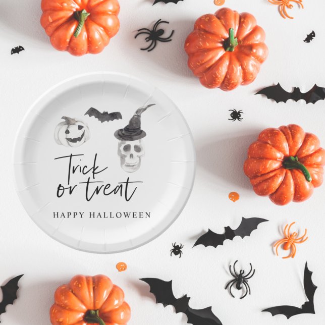 Spooky Trick or Treat | Halloween Party  Paper Plates (Creator Uploaded)