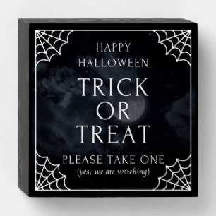 Spooky Trick or Treat Halloween Wooden Box Sign