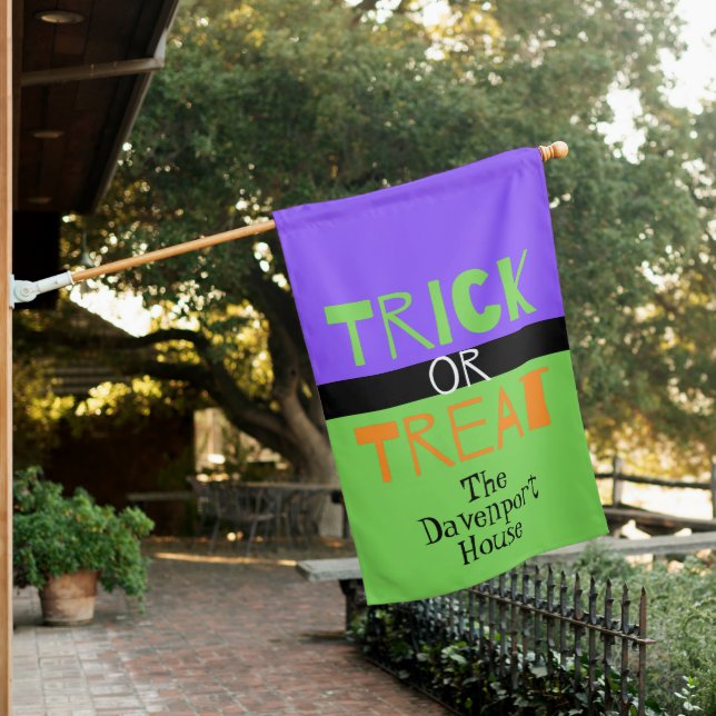 Spooky Trick or Treat House Flag (In SItu)