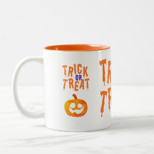 Spooky Trick Or Treat Jack-o'-lantern Halloween Two-Tone Coffee Mug