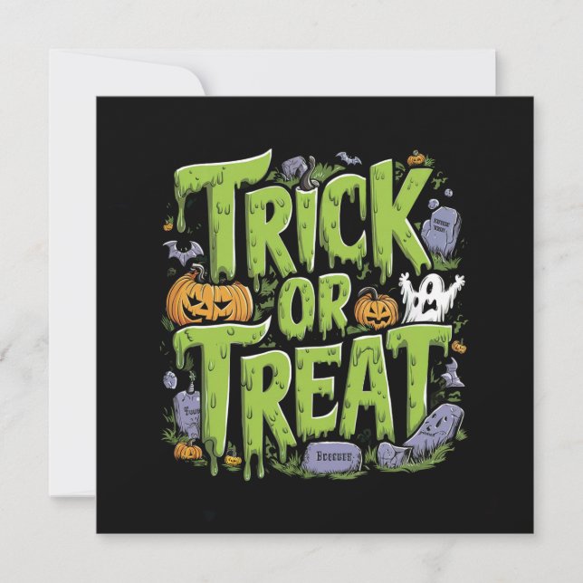 Spooky Trick or Treat Slime Halloween  Invitation (Front)