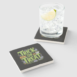 Spooky Trick or Treat Slime Halloween Stone Coaster